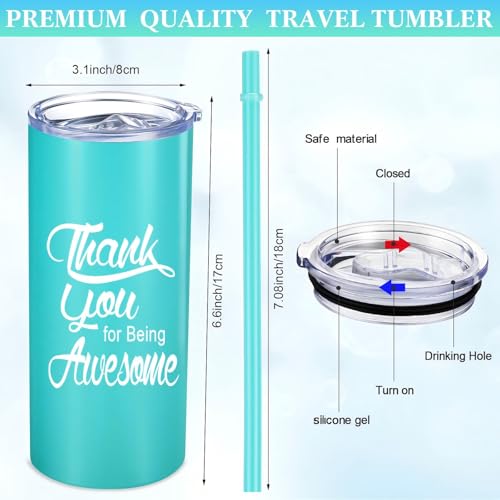 12 Sets Thank You Gifts Tumbler 16 Oz with Lid Straw