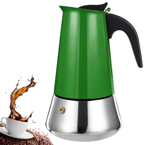 2 Cup Stovetop Espresso Maker Stainless Steel Moka Pot Stove Top Percolator Italian Coffee Makers Capable Mocha Greca Machine Cafe Classic Induction Cookers for Home and Camping 100ml 3.3oz