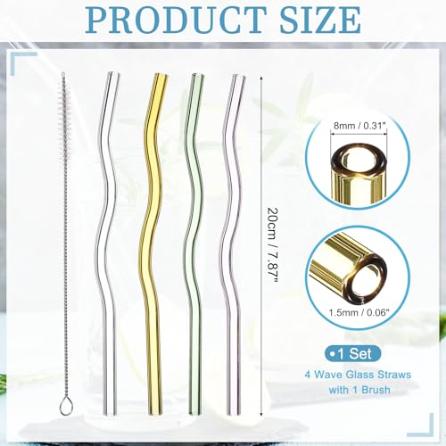 4 Pcs Reusable Glass Drinking Straws (4 Count)