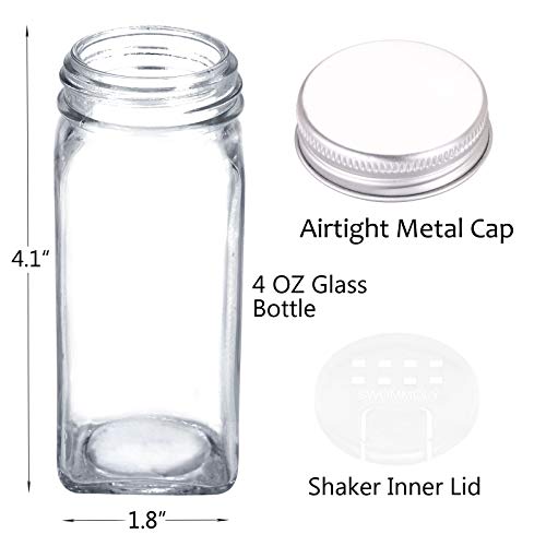 36 Pcs 4 oz Glass Spice Jars with Shaker Lids and 703 Spice Labels
