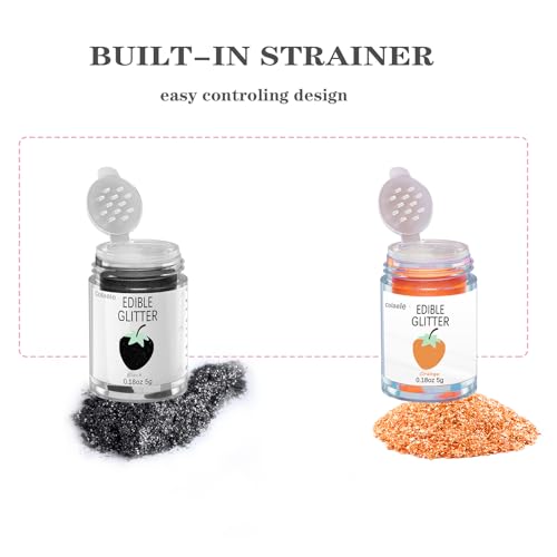 Orange Edible Glitter Black Glimmer Powder for Halloween Cakes Drinks