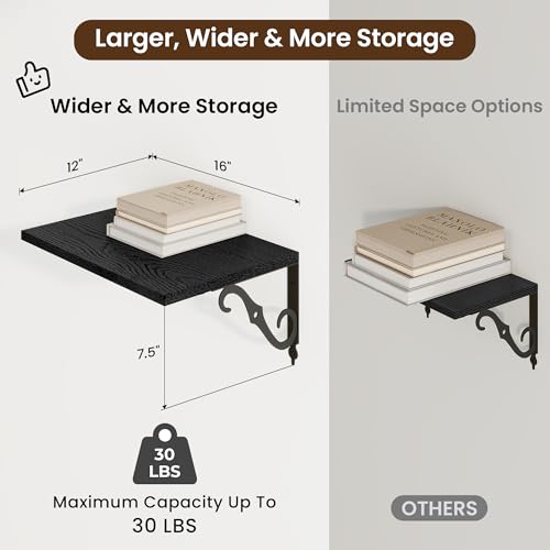 12 Inch Deep Floating Shelves for Wall (2 Count)