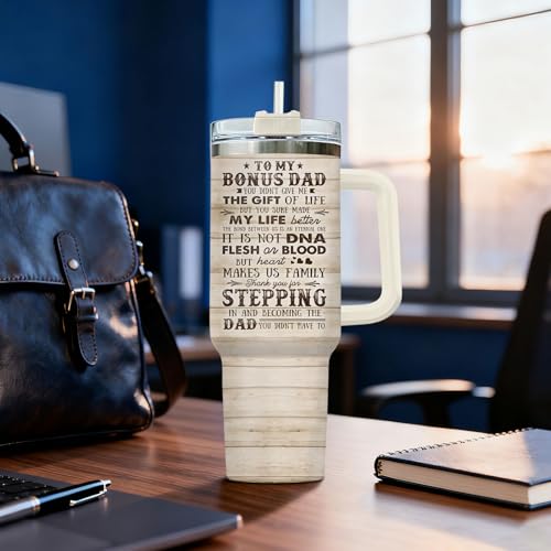 Bonus Dad Stepdad Thank You 40 oz Tumbler with Handle