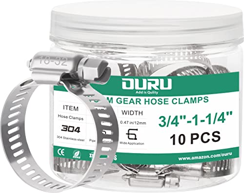 10PCS Hose Clamps Stainless Steel Adjustable 3