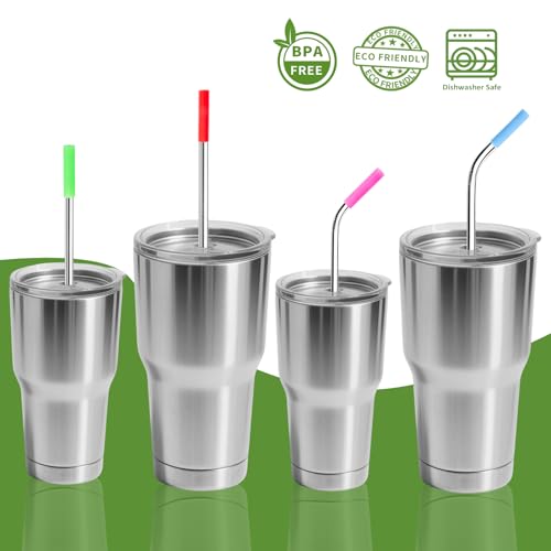 16 Pcs Metal Straw Reusable 8.5" 10.5" 6mm Stainless Steel Straws for Tumblers 20oz (16 Count)