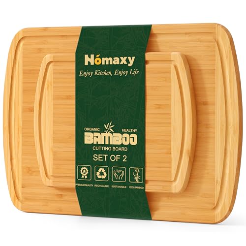 Bamboo Cutting Boards for Kitchen Set of 2 (2 Count)
