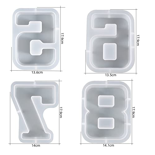 7 inch Number Resin Mold 7 Inches 9 Pack Arabic Alphabet Mold 0