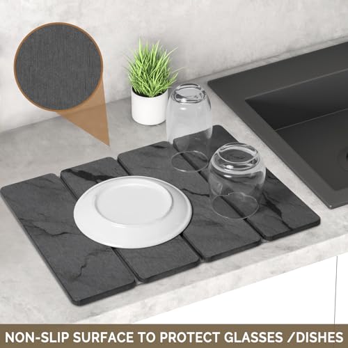 Small Stone Dish Drying Mat for Kitchen Counter (2 Count)