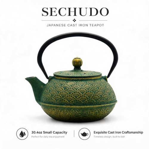 30.4oz Small Cast Iron Tea Kettle Teapot for Stovetop