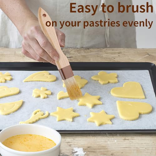 3 Pack Natural Bristle Pastry Brush for Basting Baking Cooking Food