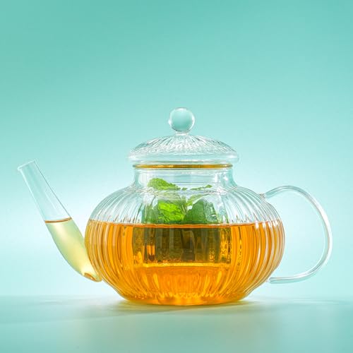 Fluted Glass Teapot Set 34oz
