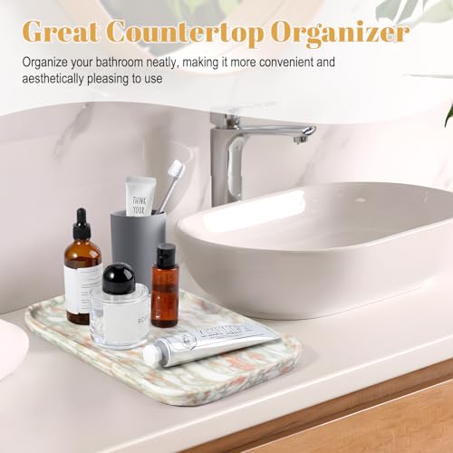 Marble Tray 12"x8" Marble Vanity Tray for Countertop Bathroom Kitchen Dresser