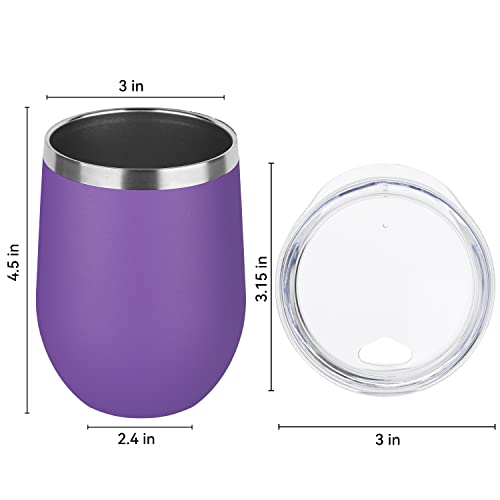 Stainless Steel Wine Tumbler Bulk with Lid (8 Count)