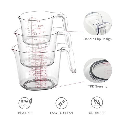 3 Piece Clear Nesting Liquid Measuring Cups with Spouts (3 Count)