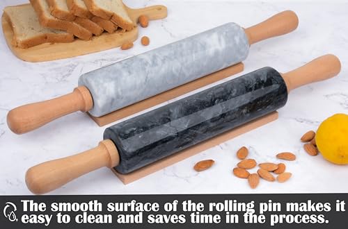 Marble Rolling Pin Set with Silicone Pastry Mat
