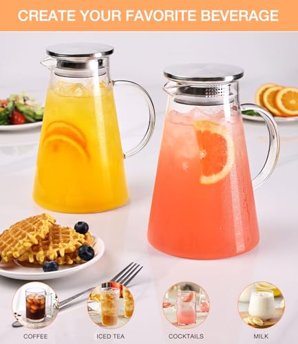Glass Pitcher with Lid and Handle