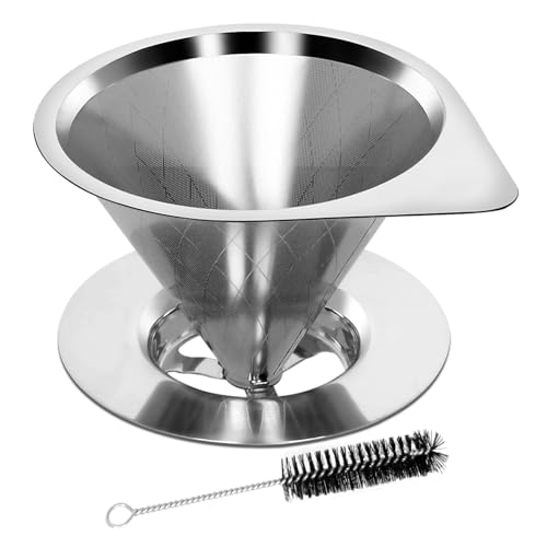 Pour Over Coffee Dripper Reusable Coffee Filter Paperless Coffee Filter Stainless Steel Pour Over Coffee Maker Cone Coffee Dripper for 1