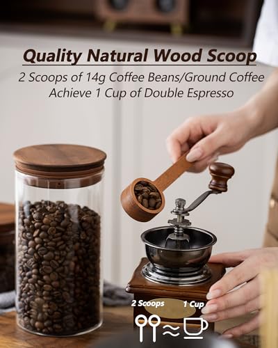 37 oz Coffee Canister with Scoop and Wooden Lids