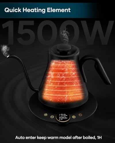 Gooseneck Electric Kettle with ±1℉ Temperature Control 0.9 Liter