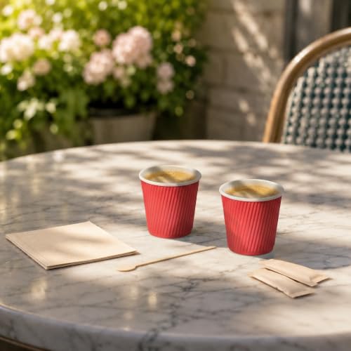Ripple Wall Coffee Cups 500 Count 4 Ounce Insulated Red Paper Cups