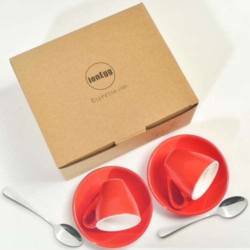 Porcelain Espresso Cup with Saucer And Stainless Steel mini Spoons (7 Count)