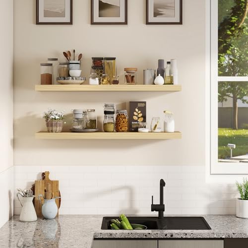 Rustic Real Wood Floating Shelves (2 Count)