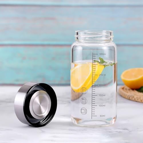 12Oz Small Glass Water Bottle with Lid and Sleeve