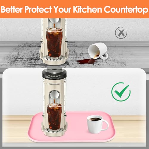 Silicone Coffee Maker Mat with Lip for Countertops 17.4'' x 10.6'' Pink