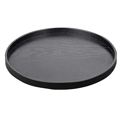 Round Solid Wood Serving Tray Extra Large Tea Coffee Snack Food Meals Serving Plate Non