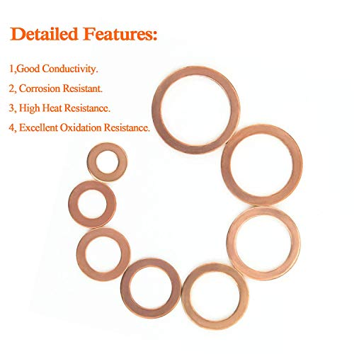 M8 Flat Washer Copper Sealing Ring (100 Count)