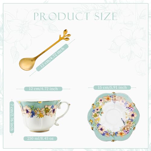 Country Roses 18 Peices Bone China Tea Cup And Saucer Set (18 Count)
