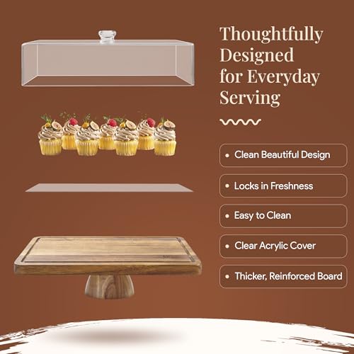 Acacia Wood Cake Stand with Lid