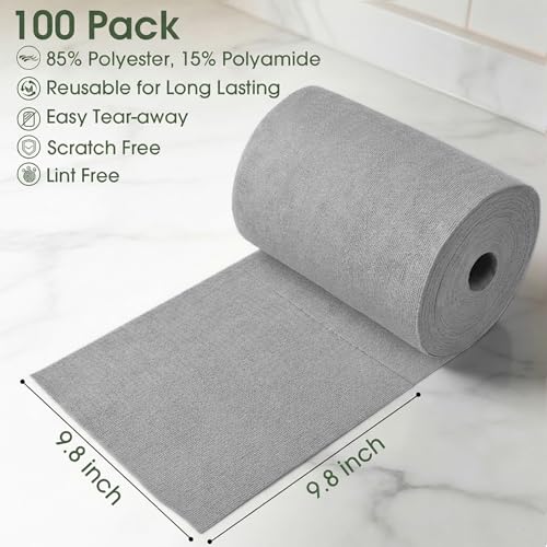 Microfiber Cleaning Cloth Roll (100 Count)