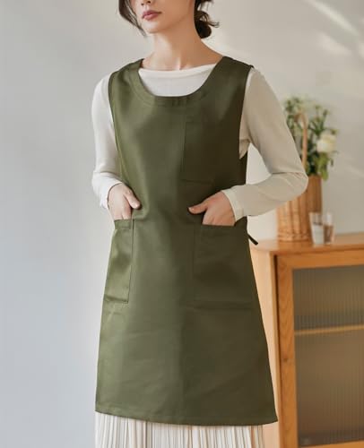 Unisex Cobbler Apron with 3 Deep Pockets Smock Vest Apron