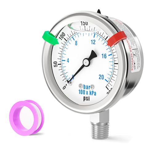0 300PSI Stainless Steel Liquid Filled Pressure Gauge