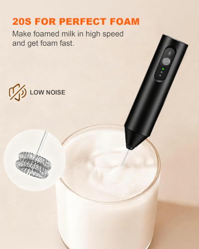 3 Speed Rechargeable Milk Frother Handheld Foam Maker