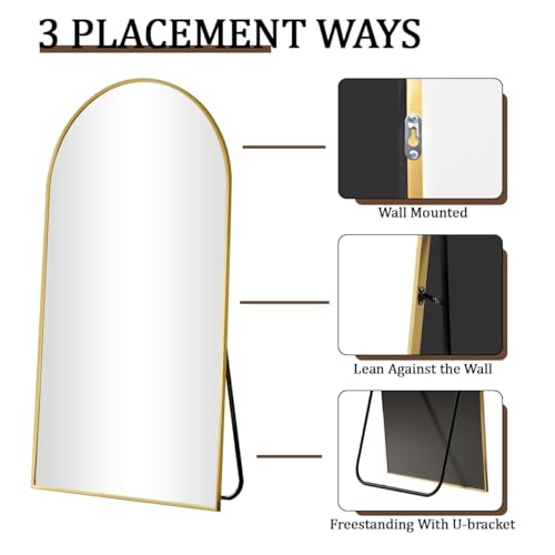 35"x78" Gold Large Arched Floor Full Length Dressing Body Mirror