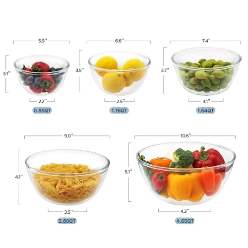 5pc Glass Mixing Bowls Sets