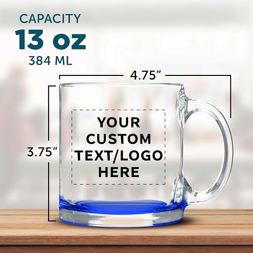Custom Clear Glass Coffee Mugs 13 oz. Set of 10 (100 Count)