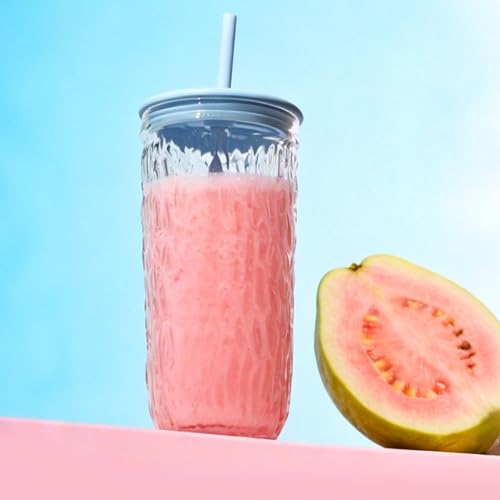 16oz Glass Tumbler with Lid and Straw