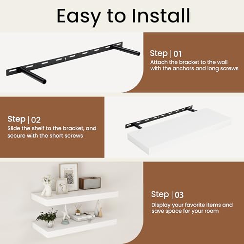 White Floating Shelves for Wall (2 Count)