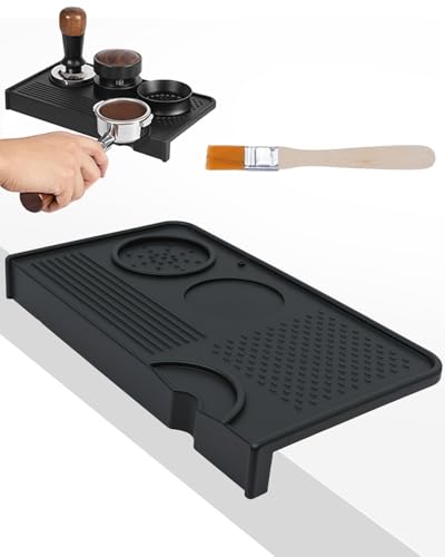 Upgraded Silicone Tamping Mat & Coffee Brush