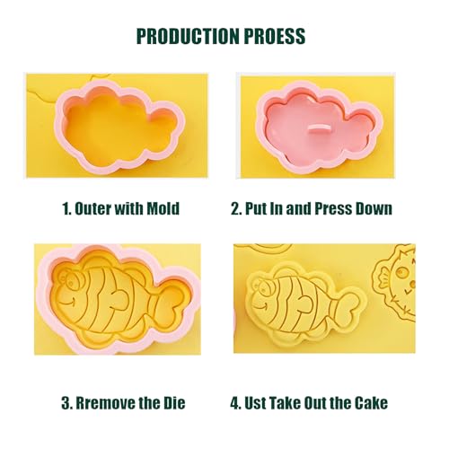 16Pcs Ocean Animal Cookie Cutters with Plunger Stamps Set