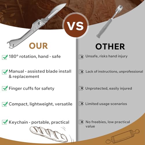 2pcs Folding Bread Lame Dough Scoring Tool with 40 Razor Blades