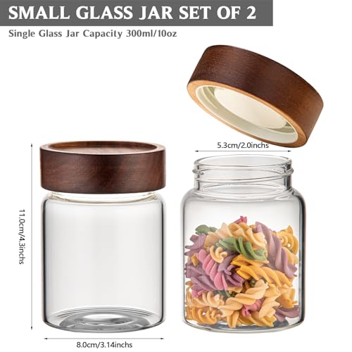 10 oz Small Glass Jars with Top Screw Lid Round Herb Coffee Bean Ground Storage Canister Clear Glass Food Container for Pantry Sugar Tea Coffee Bean Spice Nuts Cookies Bath Salts