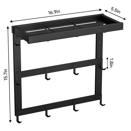 Coffee Mug Rack Wall Mounted with 12 Hooks and Shelf Cup Storage Holder