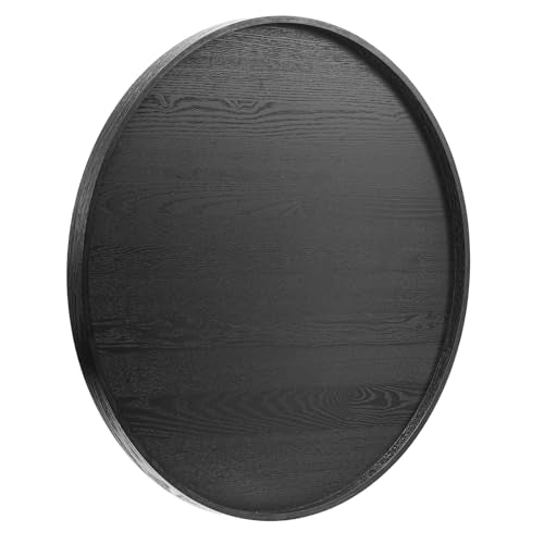 16 inch Round Solid Wood Serving Tray Extra Large Tea Coffee Snack Food Meals Serving Plate Non