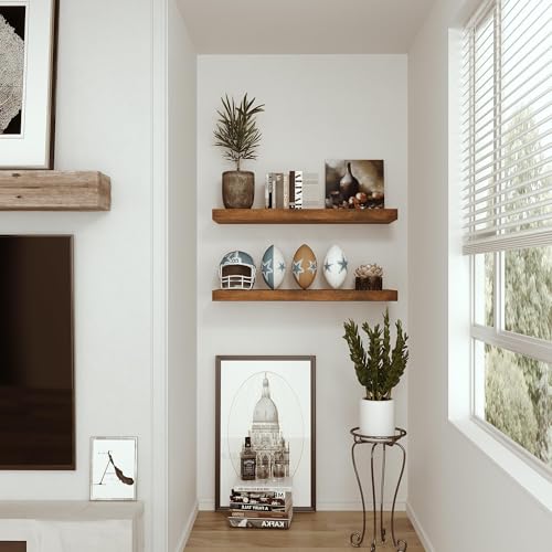 Deep Floating Shelves for Wall 24 inches Set of 2 (2 Count)