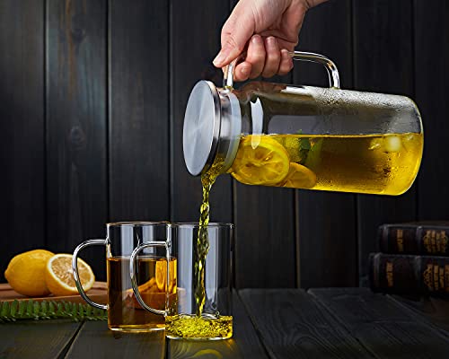 42OZ Glass Pitcher with Lid and Spout