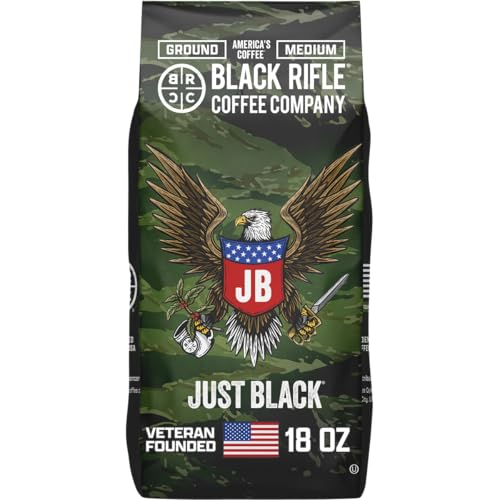 Black Rifle Coffee Medium Roast Ground Coffee Just Black 18 oz (18 Ounce)